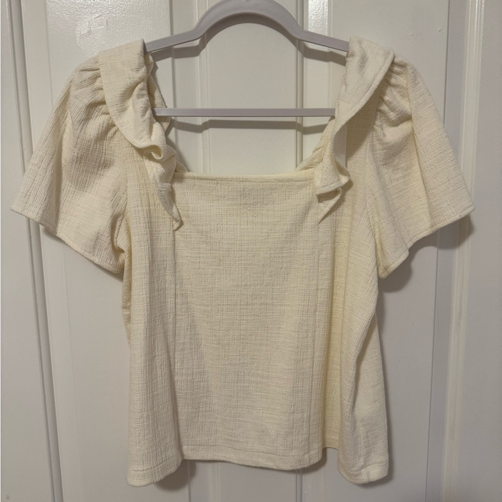 Madewell Cream Ruffled Sailor Collar Blouse